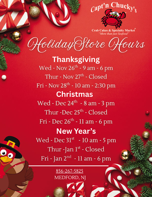 Captn Chuckys Holiday Hours Medford web
